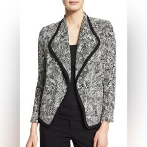 Vince Open Front Tweed Boucle Woven Blazer Jacket wuth Pockets Size 12